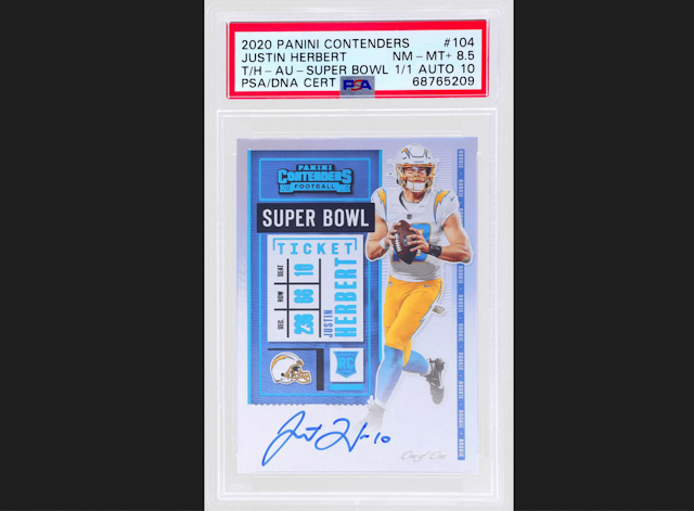 2020 Panini Contenders Justin Herbert Super Bowl Ticket RC 1/1.