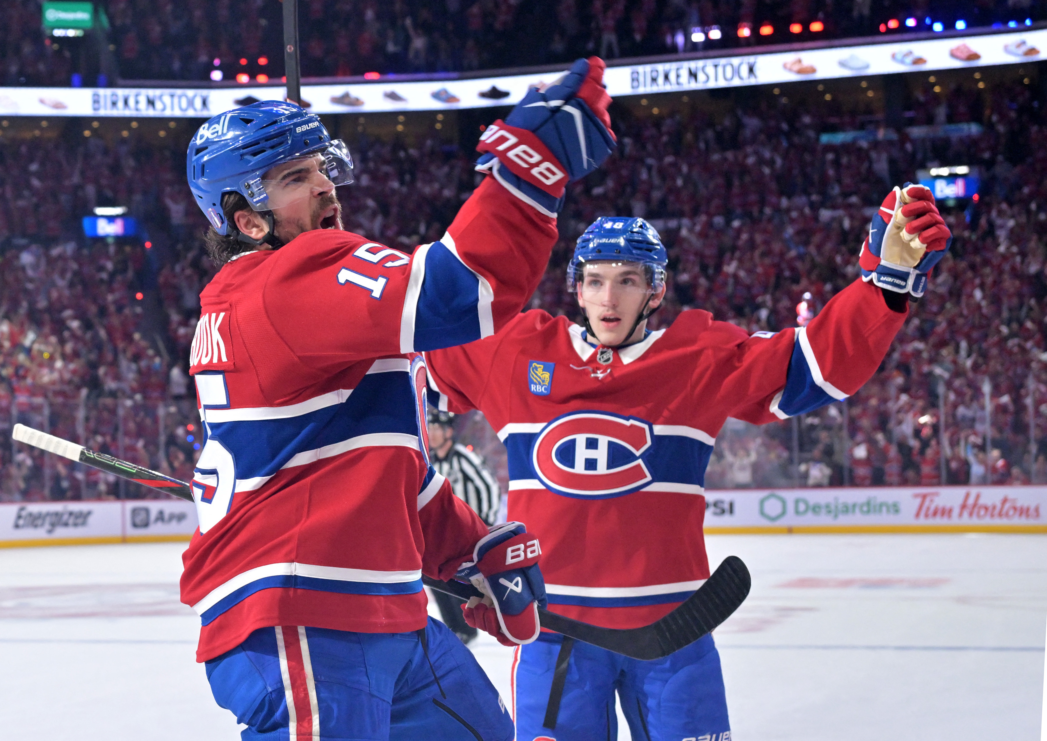 Alex Newhook and Lane Hutson celebrate as we offer our NHL player props for today's action. 