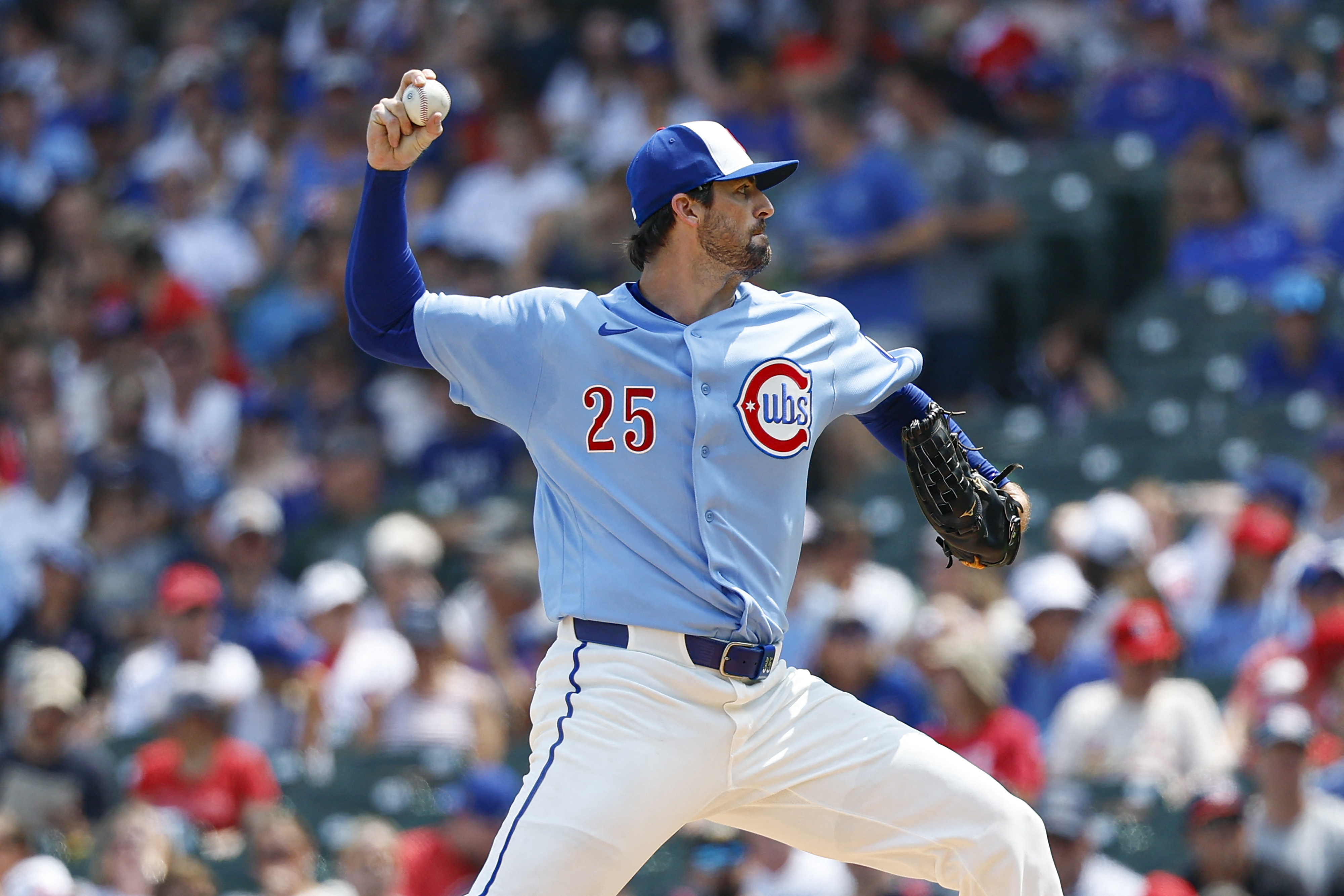 Chicago Cubs starting pitcher Clay Holmes (25) delivers a pitch as we break down our best NRFI bets today.