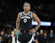 Jackie Young (0) of the Las Vegas Aces stands on the court as we break down Jackie Young's WNBA MVP odds and her case to win the award over Las Vegas Aces teammate and betting favorite A'ja Wilson.