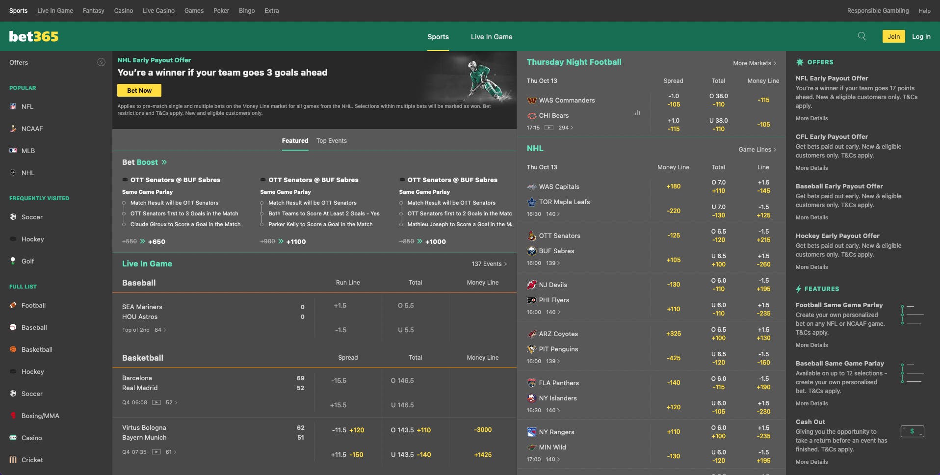 bet365 sportsbook homepage<br>