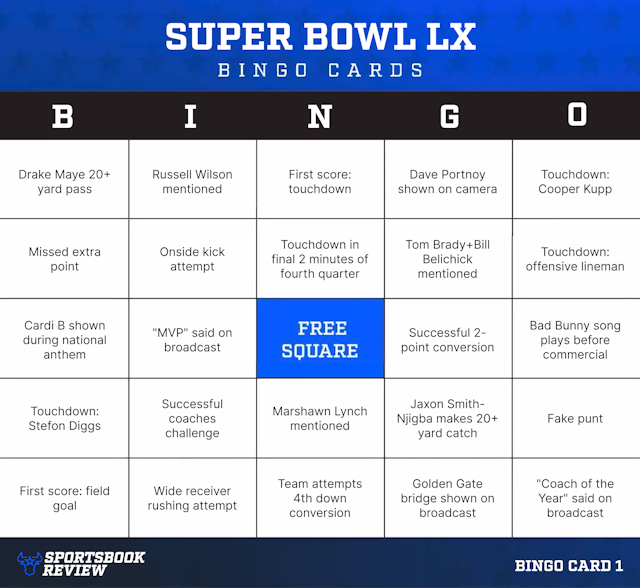 Super Bowl Bingo 2026 | Free Printable Cards for Fun Seahawks vs. Patriots Party Game