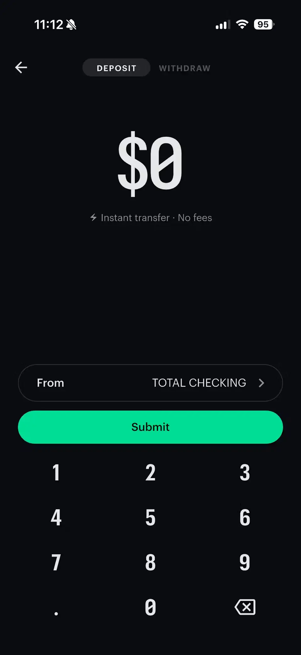 Kalshi banking page for deposits