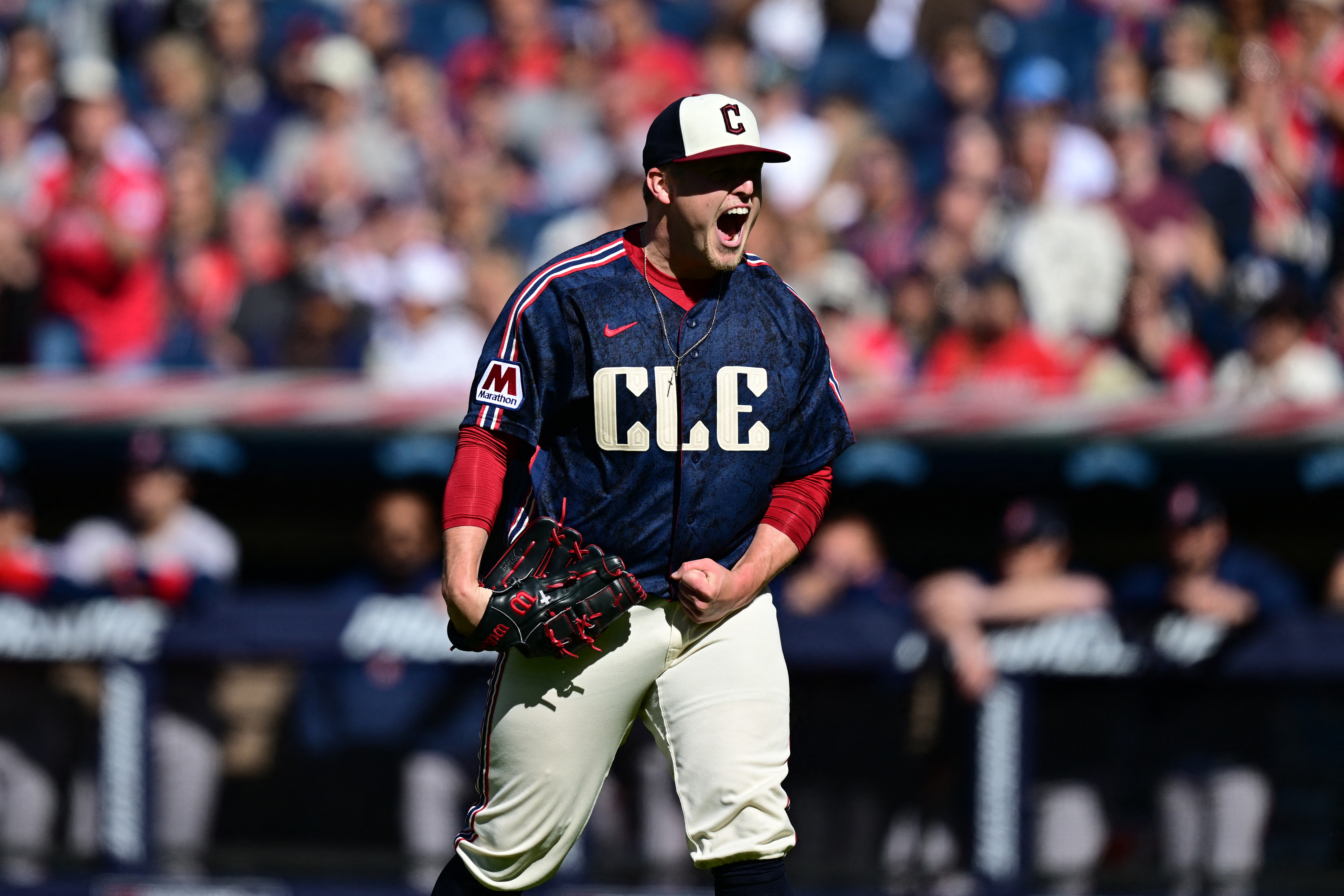 Cleveland Guardians starting pitcher Parker Messick celebrates as we make our best NRFI predictions today.