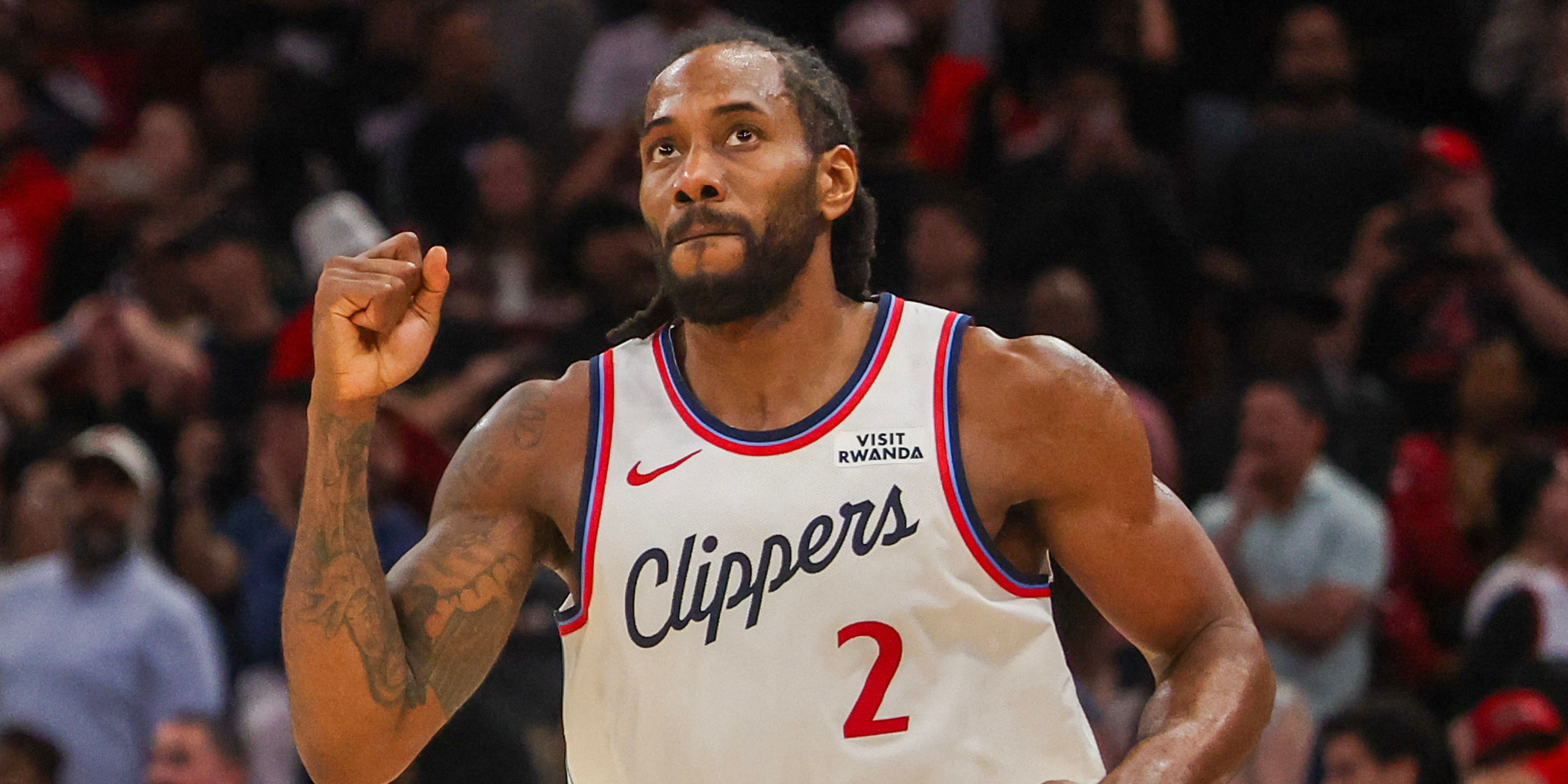 LA Clippers forward Kawhi Leonard (2), seen here reacting during a game, is featured in our Knicks vs. Clippers player props today.
