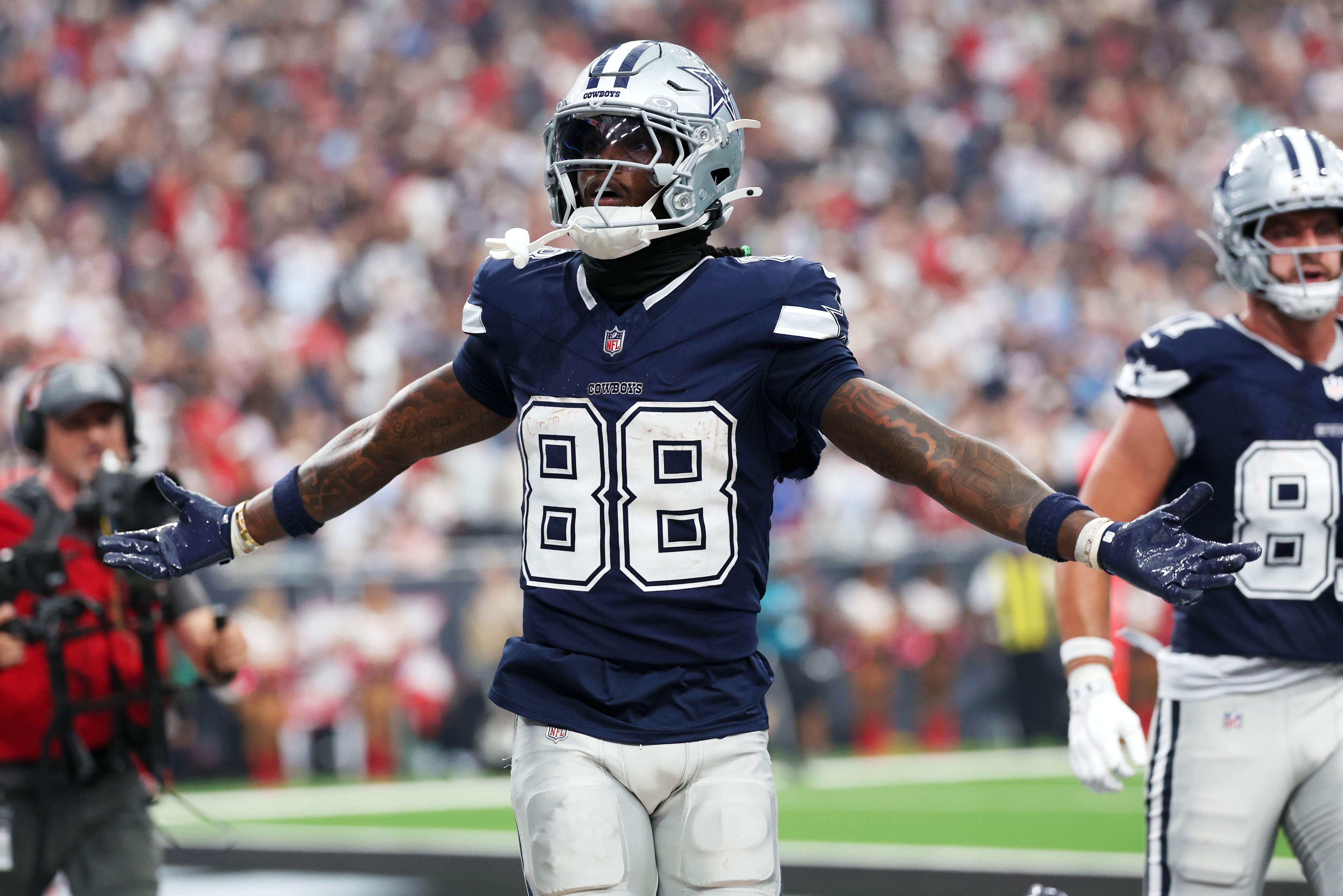 Cowboys wide receiver CeeDee Lamb (88) reacts as we break down our survivor pool picks for NFL Week 5.