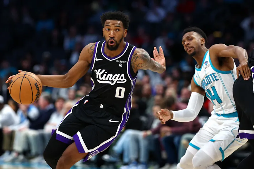 Malik Monk #0 of the Sacramento Kings drives to the basket as we look at the latest 2024 NBA Sixth Man of the Year odds entering the All-Star break.