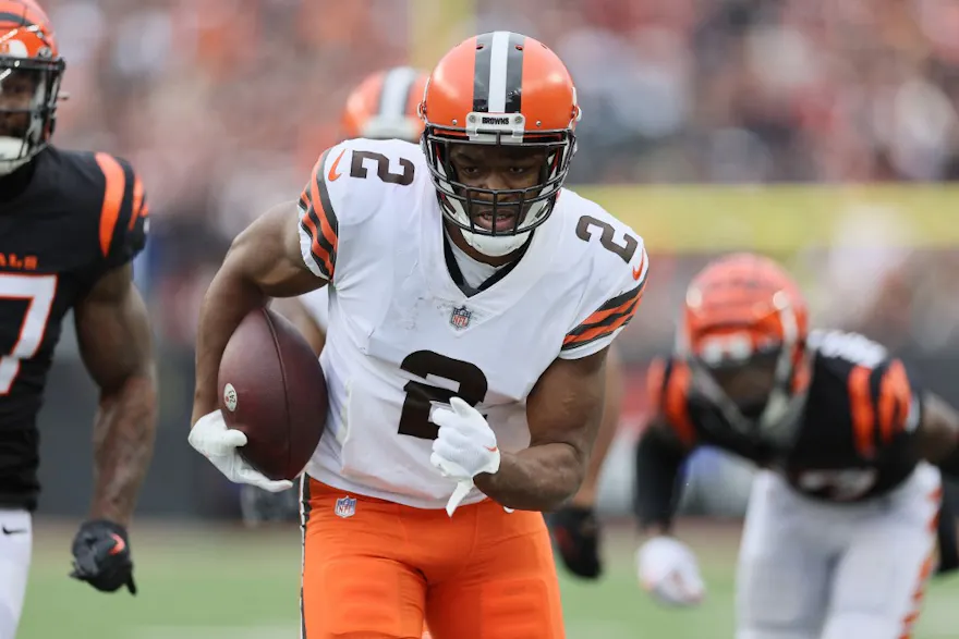 Amari Cooper of the Cleveland Browns against the Cincinnati Bengals at Paycor Stadium as we look at our Browns-Jets NFL player prop picks.