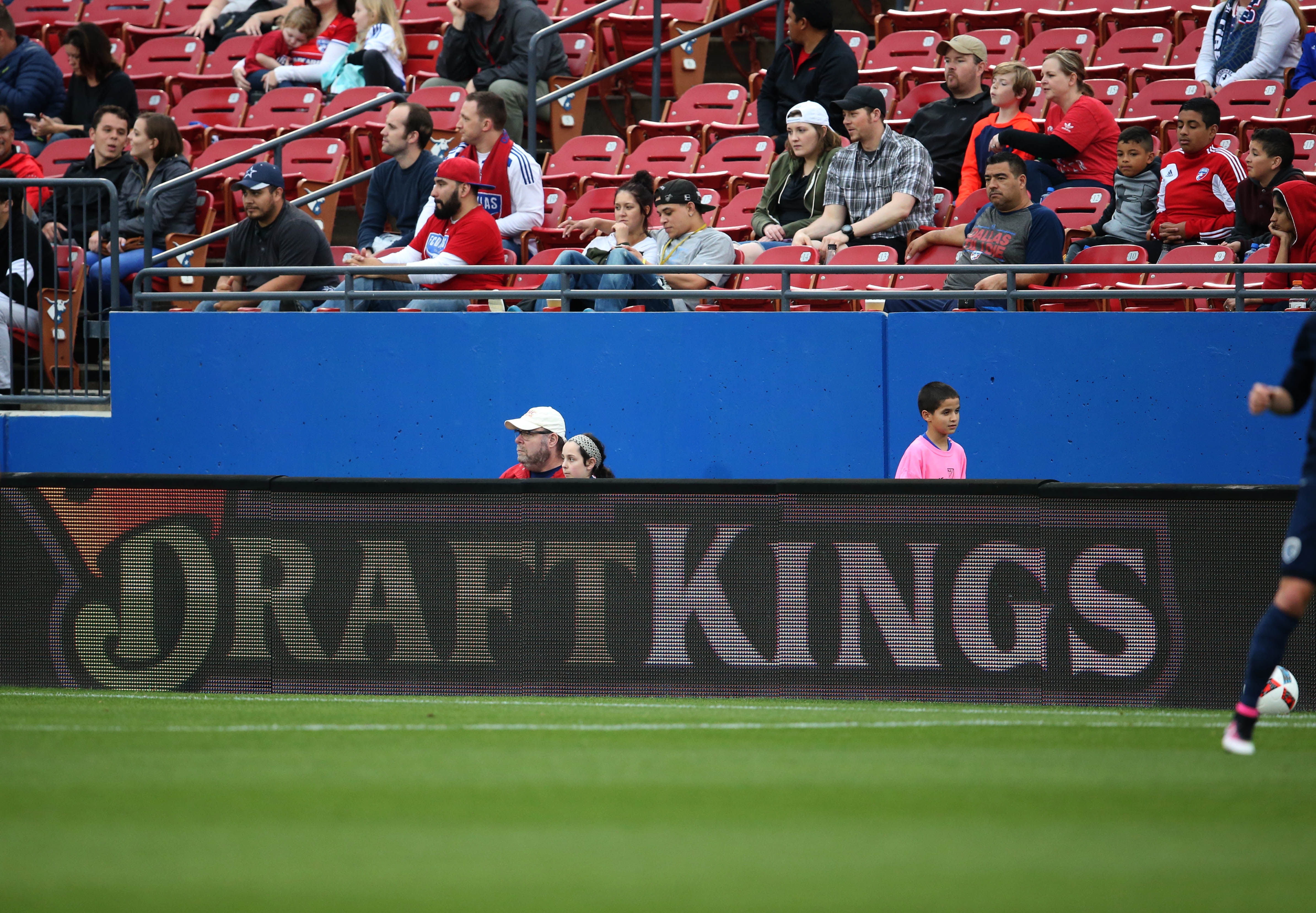 A general view of the DraftKings sign board as we look at the company's stock price boost. 