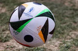 UEFA Euro 2024 match ball replica Fussballliebe is seen in Swidnik, Poland as we look at our Euro 2024 bracket