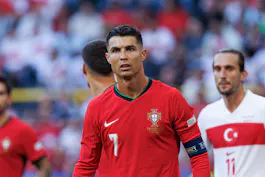 Cristiano Ronaldo seen during the UEFA Euro 2024 game between Turkey and Portugal as we make our Portugal vs. Slovenia picks and predictions