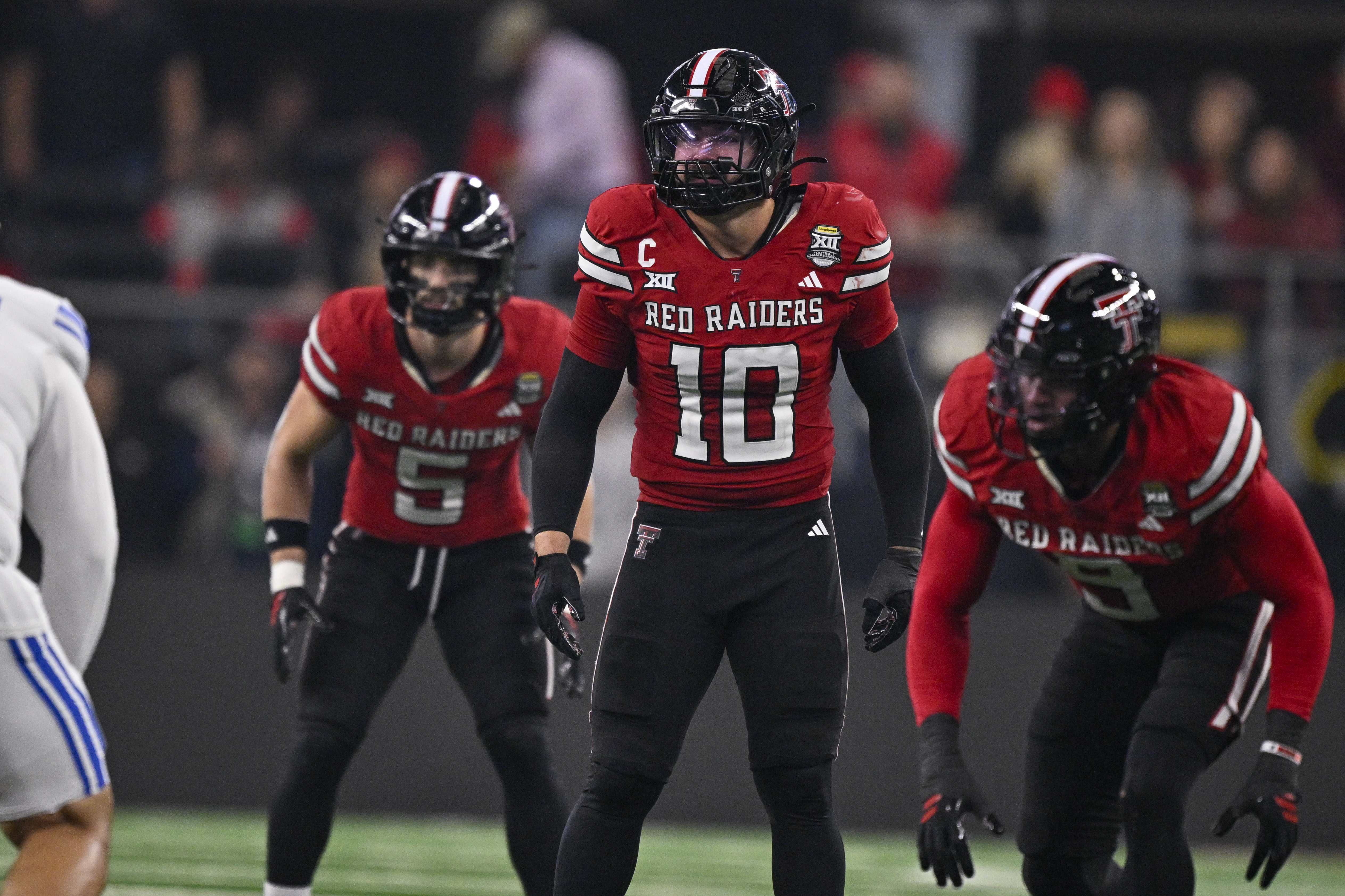 Texas Tech's Jacob Rodriguez (10) and the Red Raiders' defense are key to our Oregon vs. Texas Tech predictions for the College Football Playoff matchup in the Orange Bowl. 