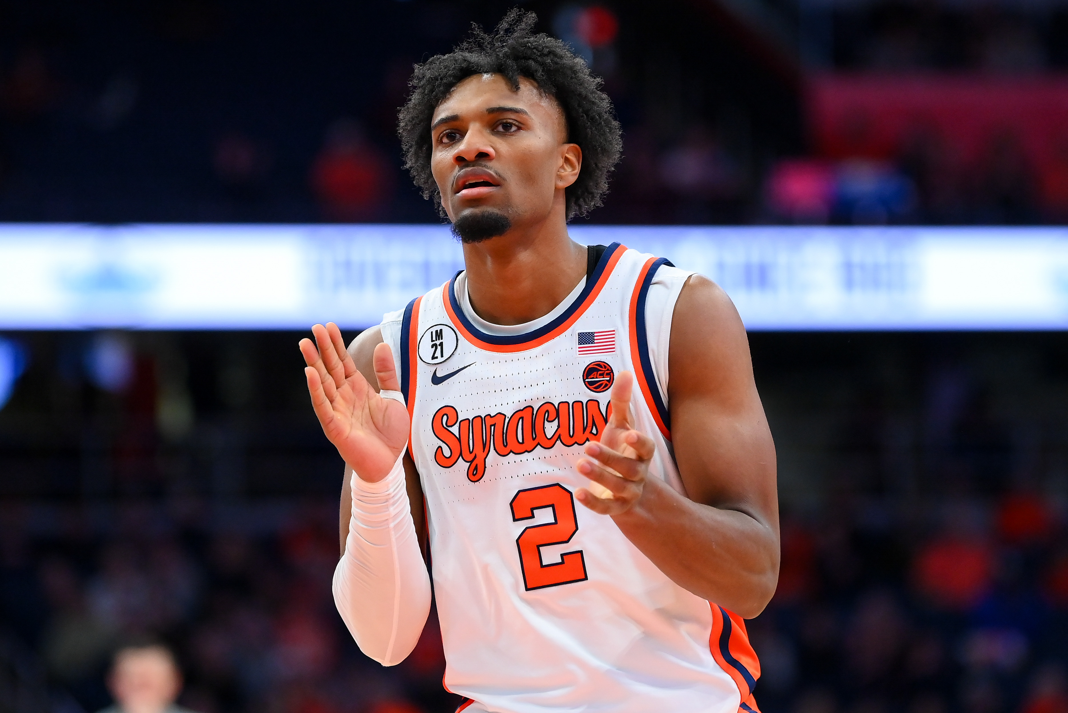 Syracuse Orange guard J.J. Starling reacts against Florida State, and he headlines our North Carolina vs. Syracuse prediction.