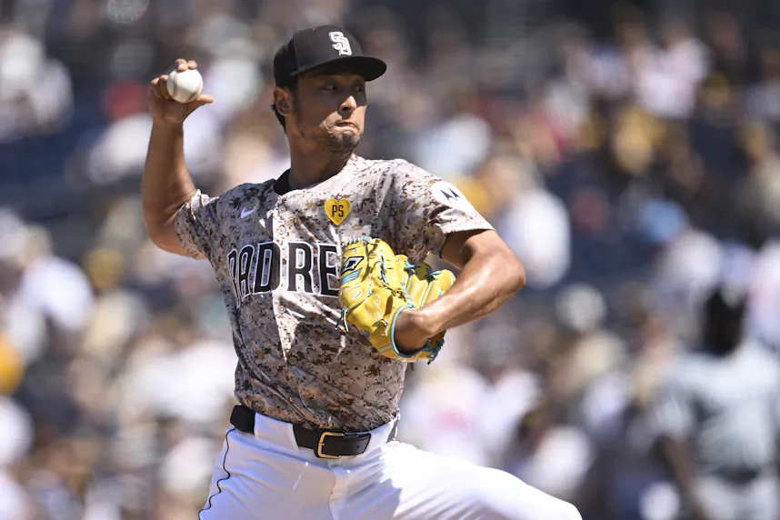 San Diego Padres starting pitcher Yu Darvish pitches against the Chicago White Sox during the first inning at Petco Park as we look at our Padres vs. Dodgers Prediction.