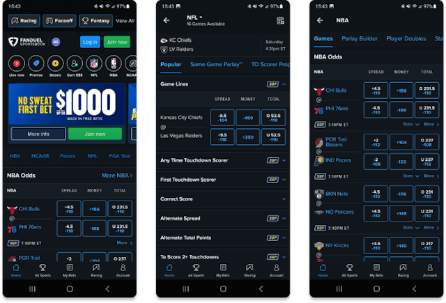 FanDuel Sportsbook mobile app for iOS devices. 