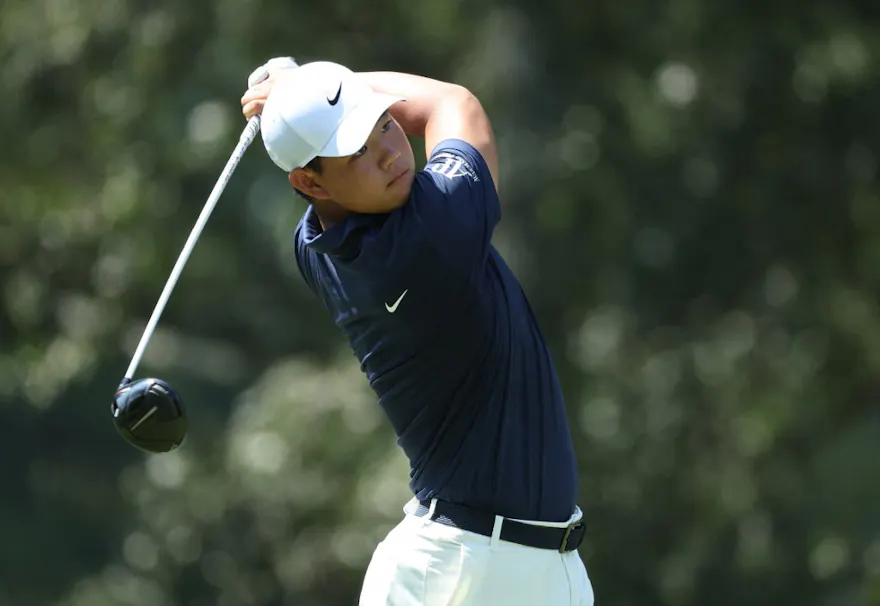 Tom Kim of South Korea plays his shot from the seventh tee as we look at the best Tour Championship picks