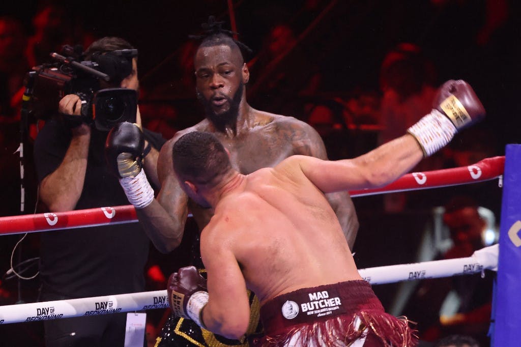 Deontay Wilder competes with Joseph Parker during their heavyweight boxing match at the Kingdom Arena in Riyadh on Dec. 23, 2023, and Sportsbook Review spoke to Wilder about that fight.