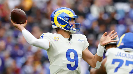 Los Angeles Rams quarterback Matthew Stafford (9) passes the ball as we look at our NFL survivor picks for Week 9