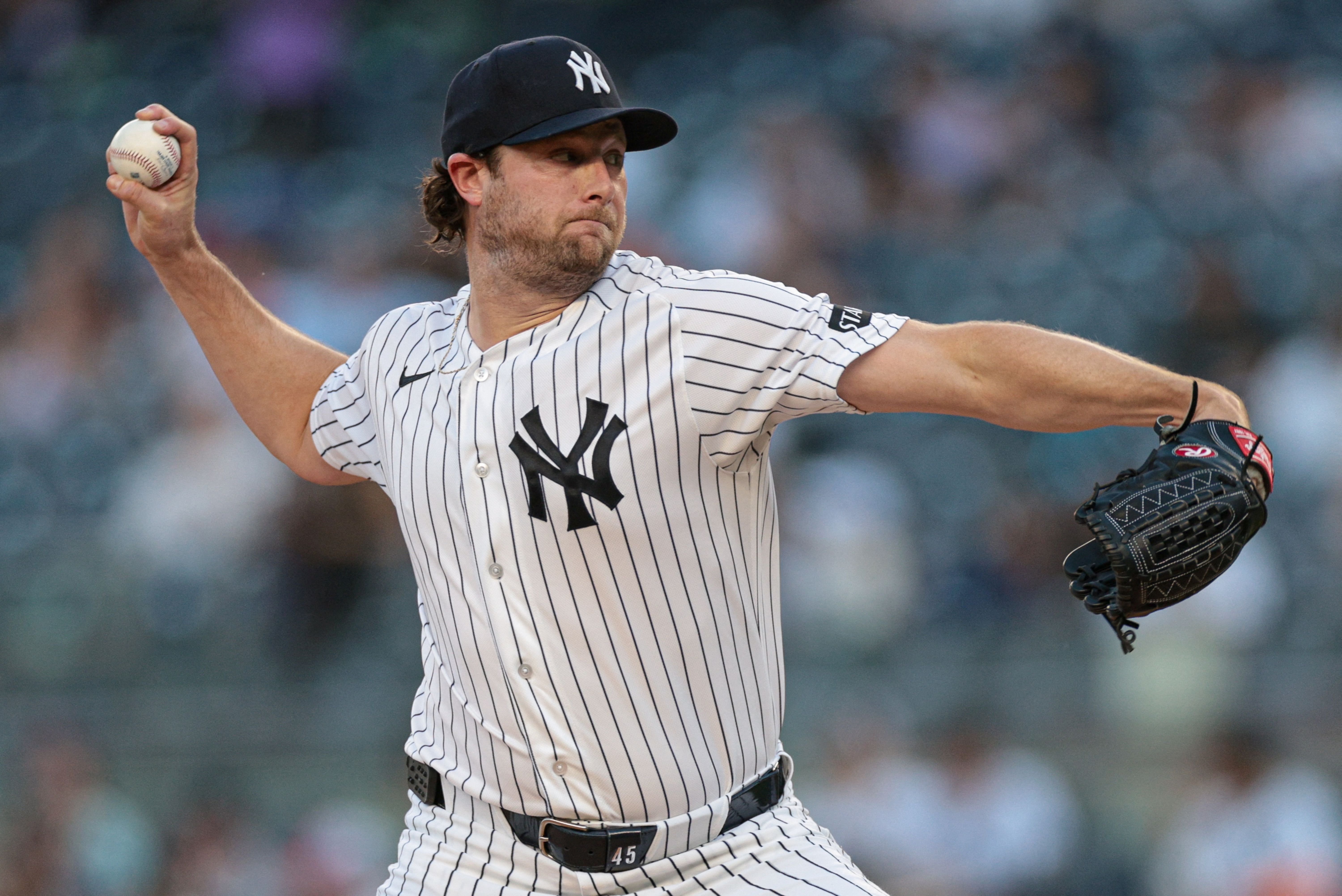 New York Yankees pitcher Gerrit Cole delivers a pitch, and he's key as I look at the Yankees vs. Guardians win probability.