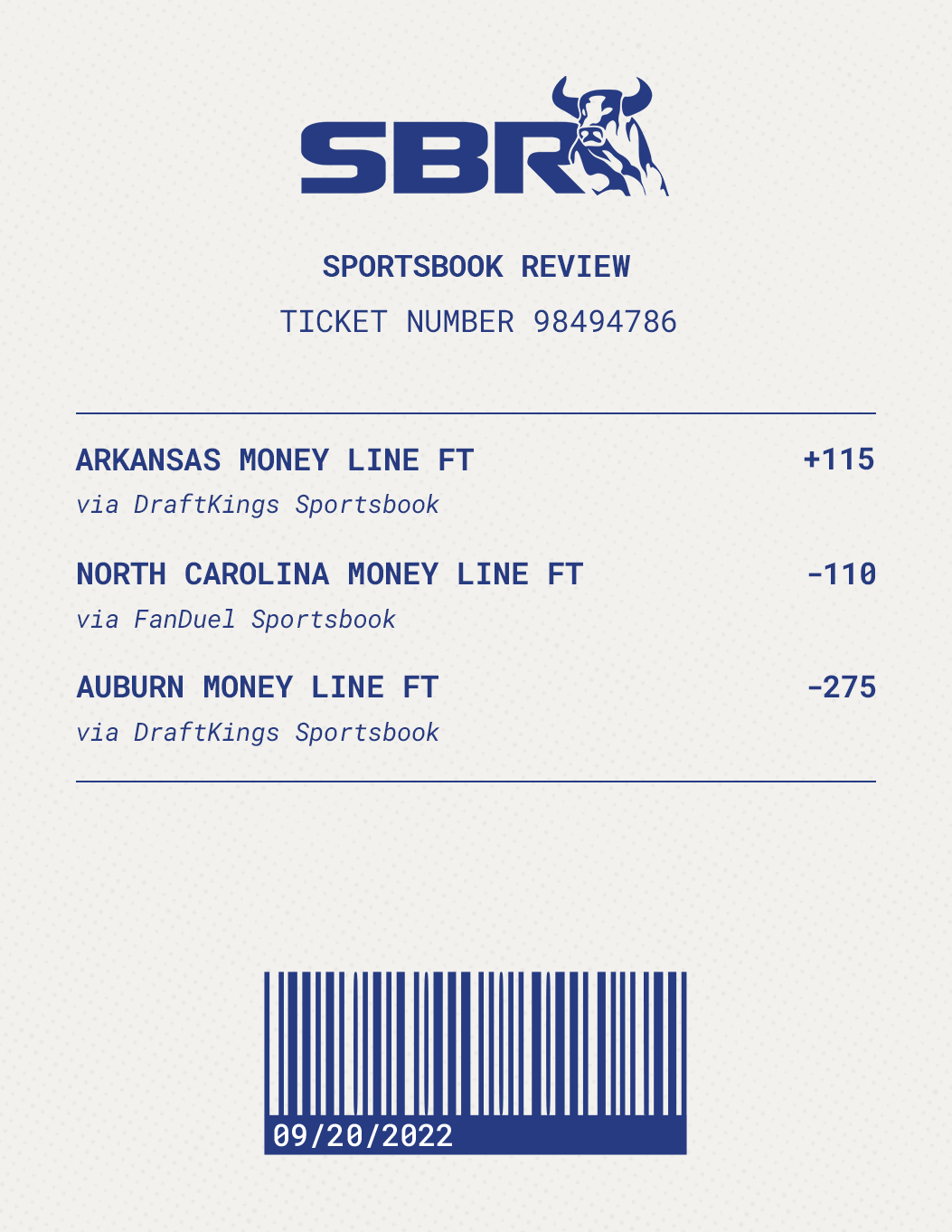 Sbr Betting TicketThree Picks
