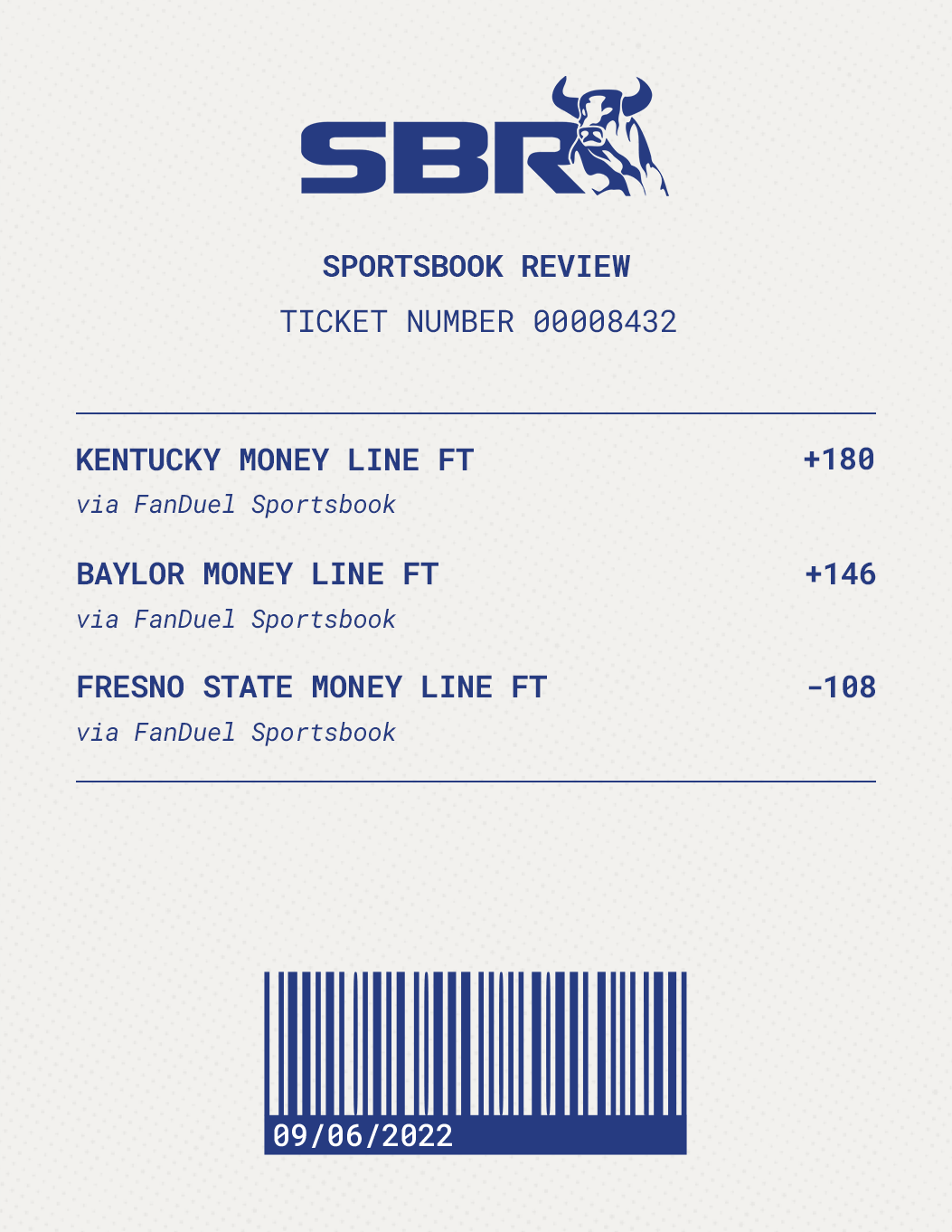 Sbr Betting TicketThree Picks