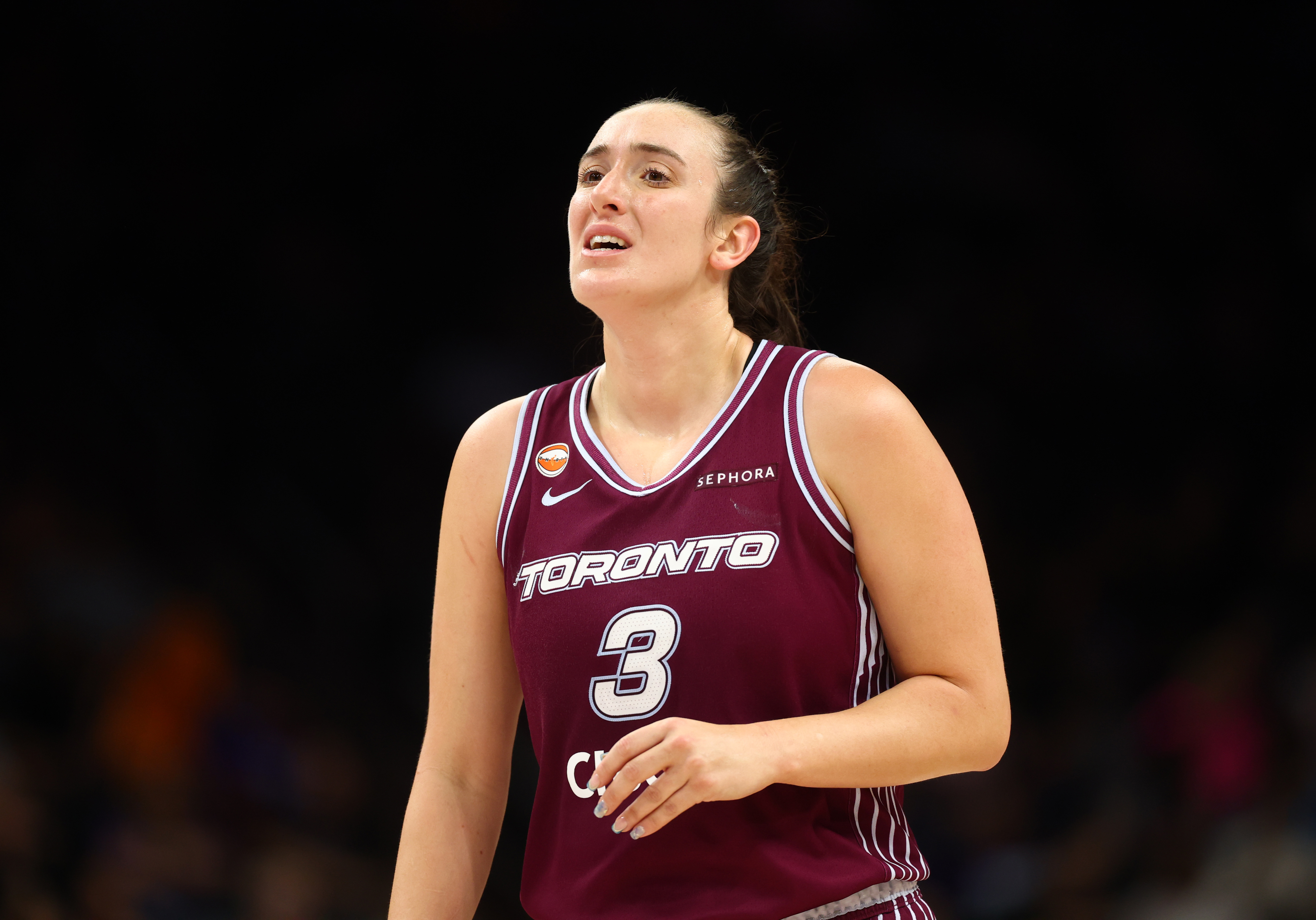 Toronto Tempo guard Marina Mabrey (3), seen here during a game, is featured in our Tempo vs. Liberty prediction.