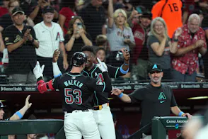 Arizona Diamondbacks first base Christian Walker (53) celebrates as we explore the Arizona sports betting revenue report for April 2024.