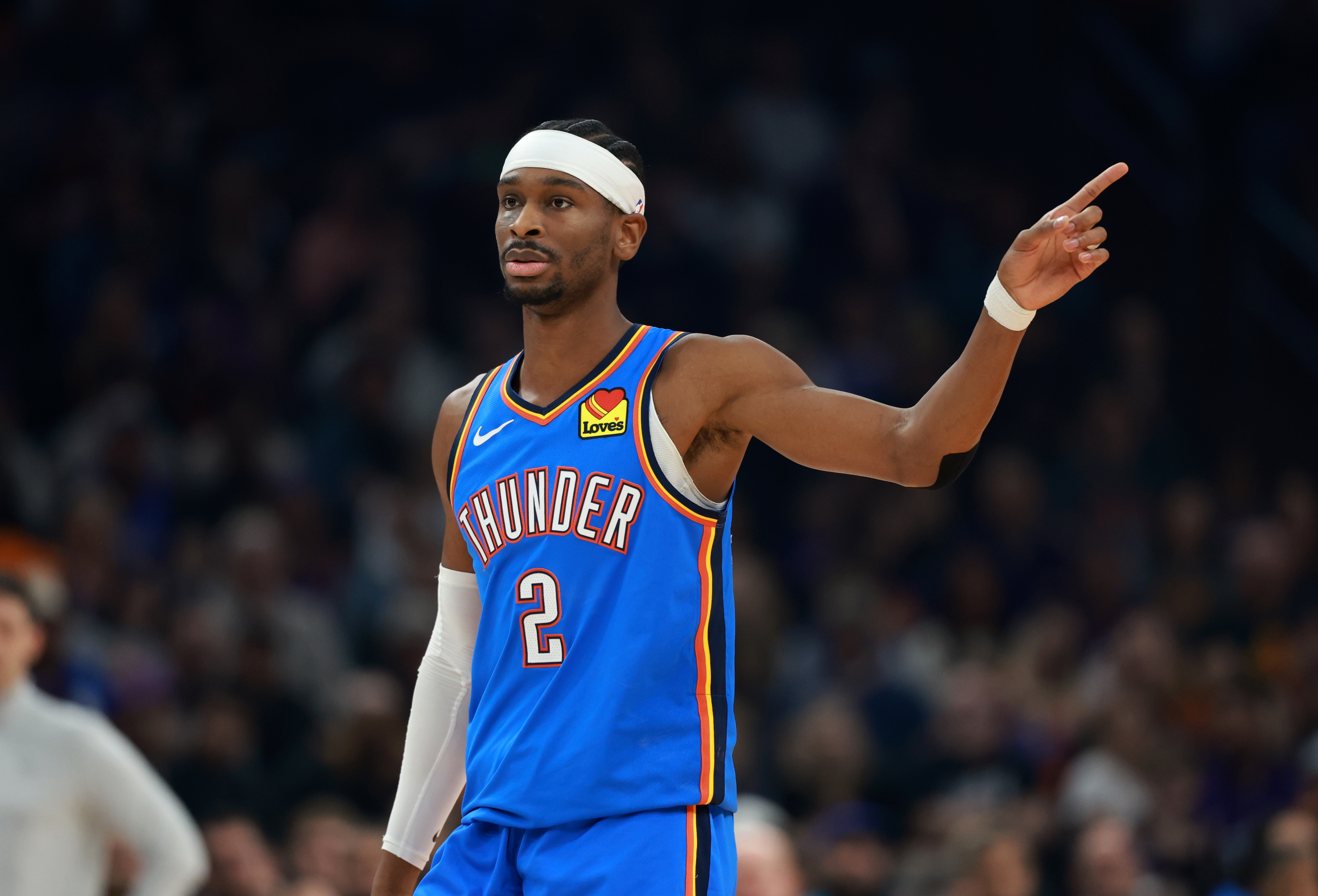 Oklahoma City Thunder guard Shai Gilgeous-Alexander (2) looks on as we break down the latest NBA MVP odds.