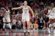 Caitlin Clark (22) of the Indiana Fever celebrates as we offer our best Caitlin Clark odds and picks for Wednesday's Fever vs. Storm game at Climate Pledge Arena.
