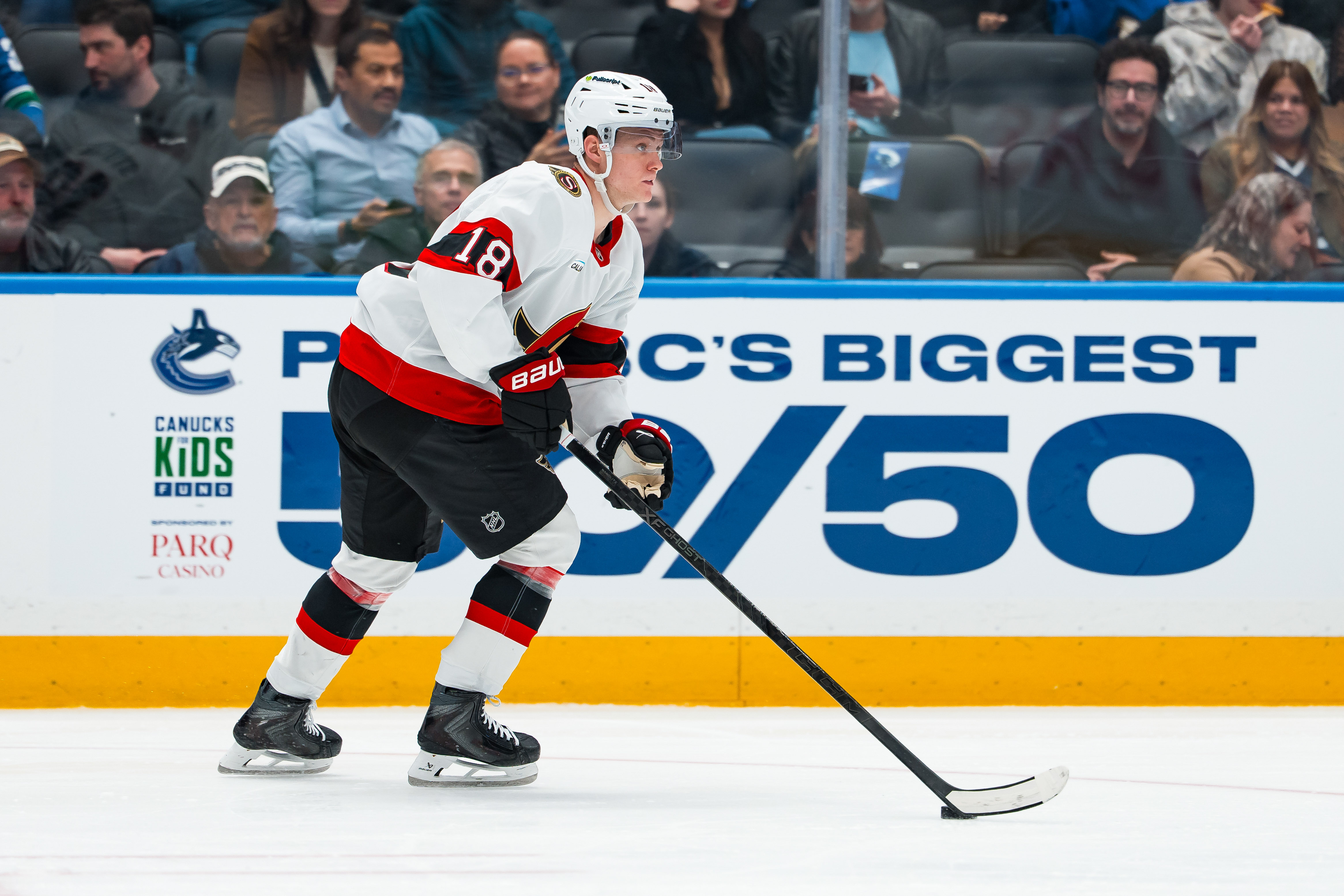 Tim Stutzle in action as we provide our Senators vs. Rangers prediction and odds.