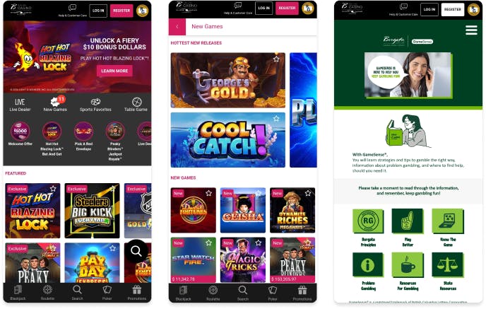 Screenshot of Borgata Casino mobile app.