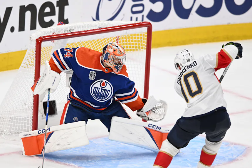 Florida Panthers right wing Vladimir Tarasenko scores on Edmonton Oilers goaltender Stuart Skinner as Gary Pearson offers his best prediction for the Game 4 Stanley Cup Final encounter.