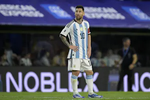 Argentina forward Lionel Messi reacts after Uruguay's goal during a 2026 FIFA World Cup qualifier, and we look at the top odds for the leading goal-scorer at the 2024 Copa America.