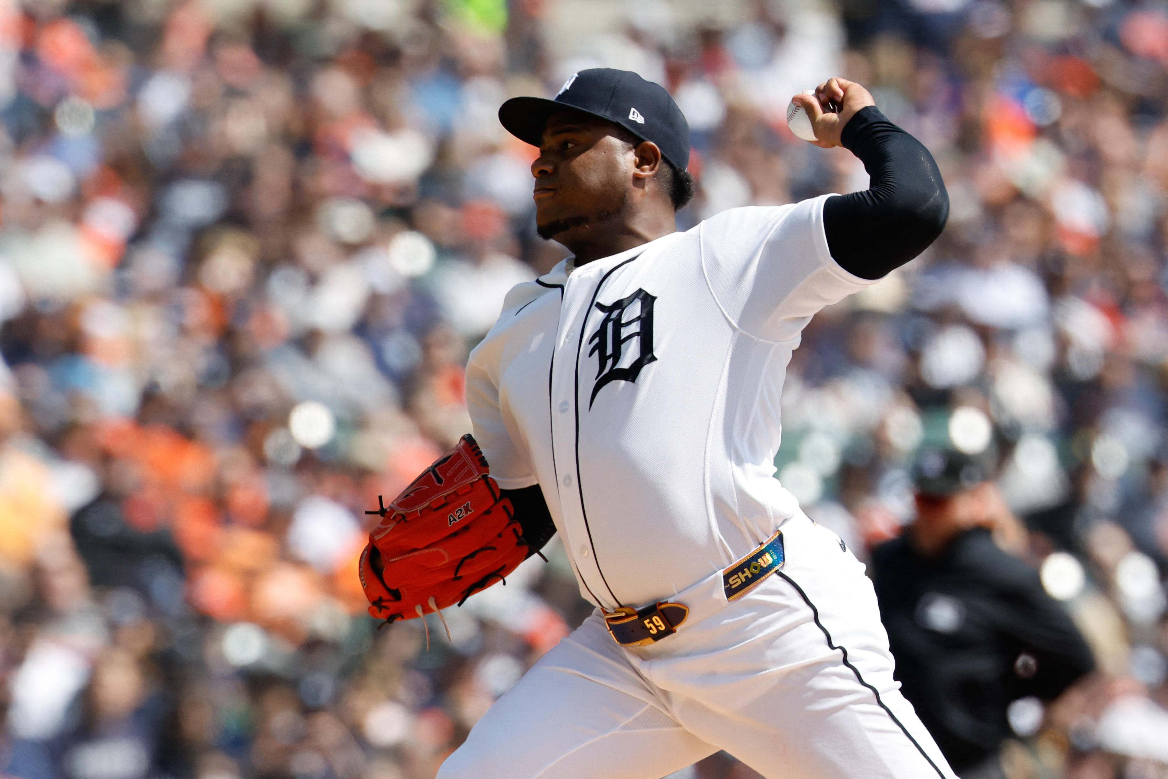 Detroit Tigers pitcher Framber Valdez - who's featured in my best NRFI bets today - pitches in the first inning against the St. Louis Cardinals at Comerica Park.