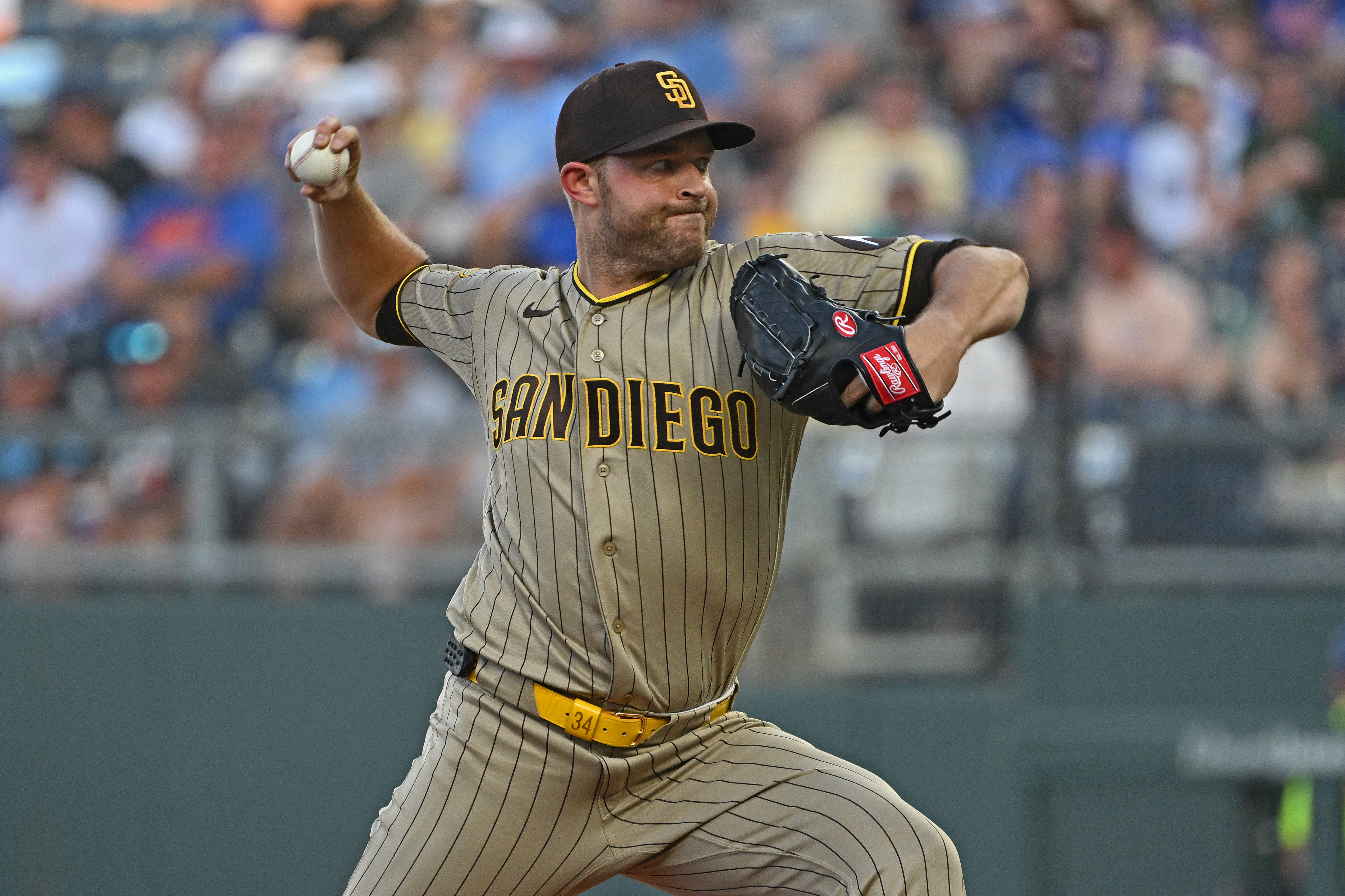 San Diego Padres starting pitcher Michael King - who's featured in my best NRFI bets today - throws a pitch in the first inning.