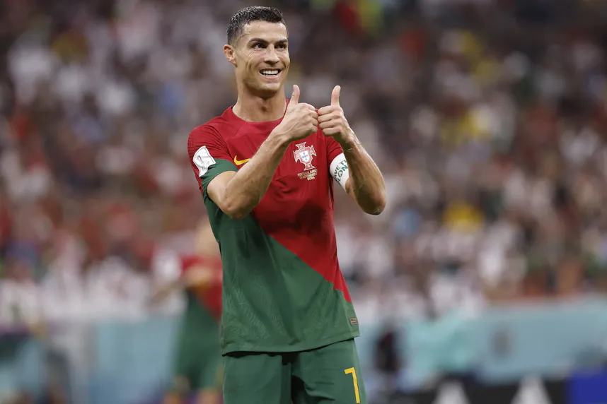 Portugal forward Cristiano Ronaldo reacts during the second half of the group stage match in the 2022 World Cup, and we're offering our top Portugal vs. Czechia prediction based on the best odds.