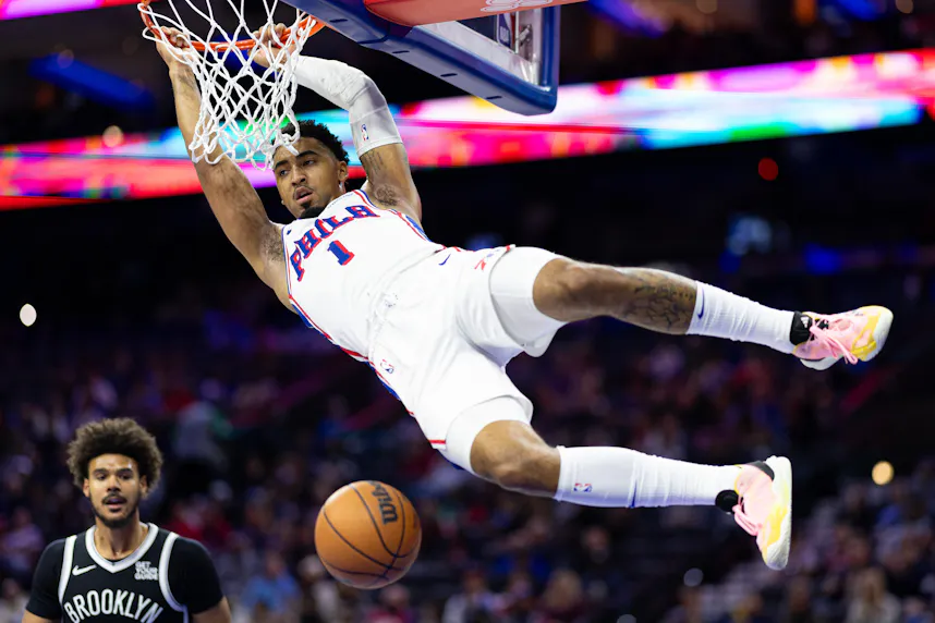 Philadelphia 76ers forward KJ Martin dunks the ball as we look at the NBA's new revisions to their cell phone policy.
