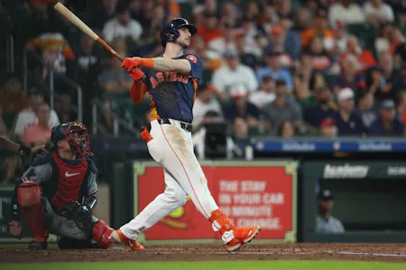 Kyle Tucker of the Houston Astros hits a solo home run in the third inning against the Minnesota Twins, and we offer our top MLB player props and expert picks for Monday based on the best MLB odds.