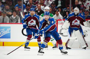 Colorado Avalanche defenseman Cale Makar patrols the ice as we analyze the favorites and betting lines for the 2024-25 Norris Trophy.