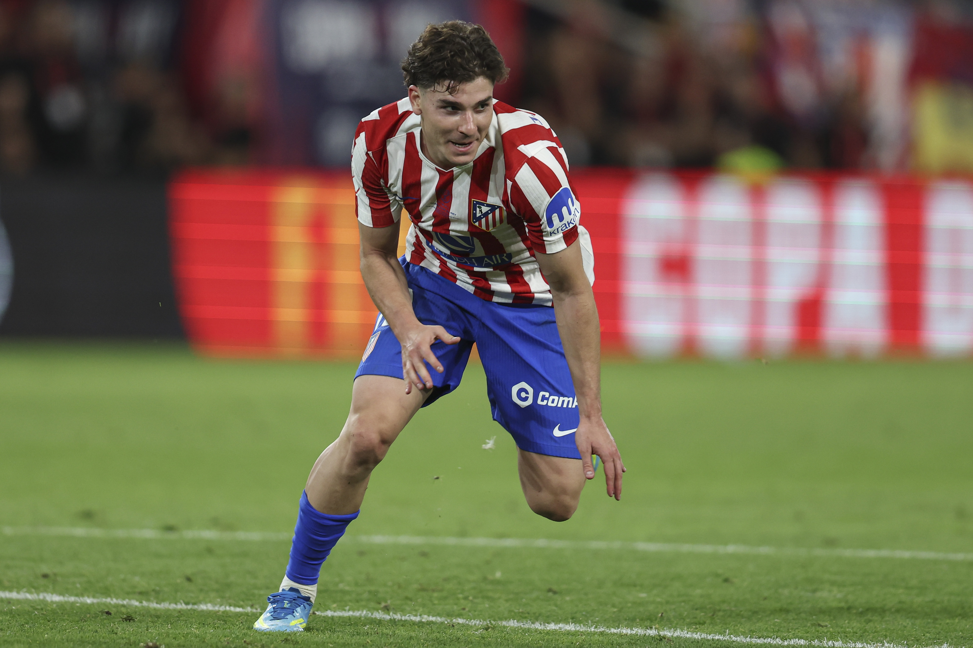 Julian Alvarez of Atletico Madrid celebrates after scoring as we break down our Atletico Madrid vs. Arsenal prediction.