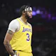 Anthony Davis of the Los Angeles Lakers reacts during the first half against the Los Angeles Clippers at Crypto.com Arena in Los Angeles, California. Photo by Meg Oliphant/Getty Images via AFP.