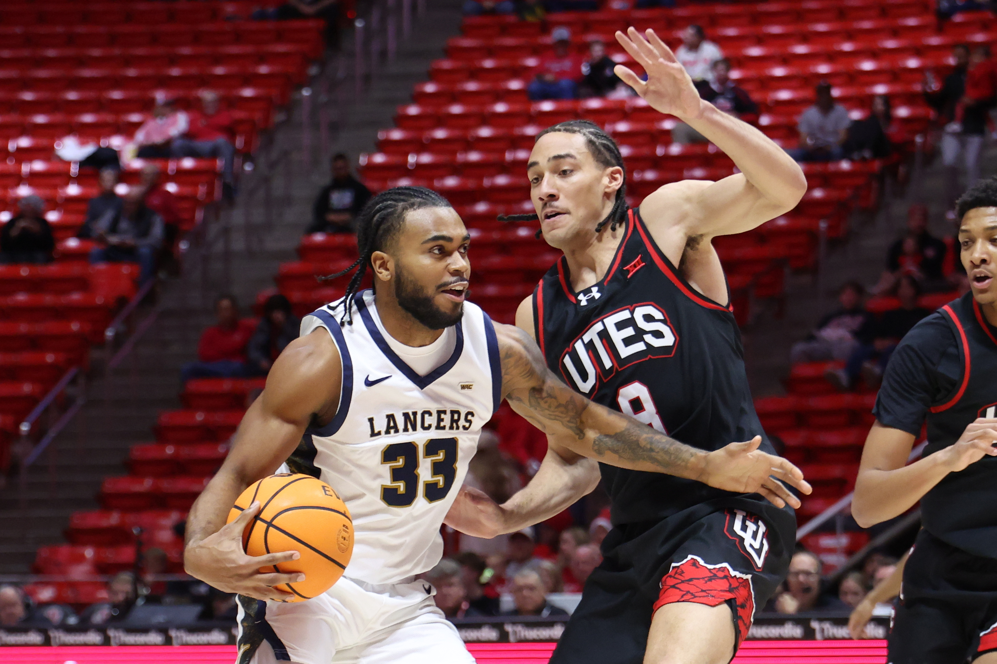 California Baptist Lancers guard Martel Williams (33) drives as we break down our college basketball best bets today.