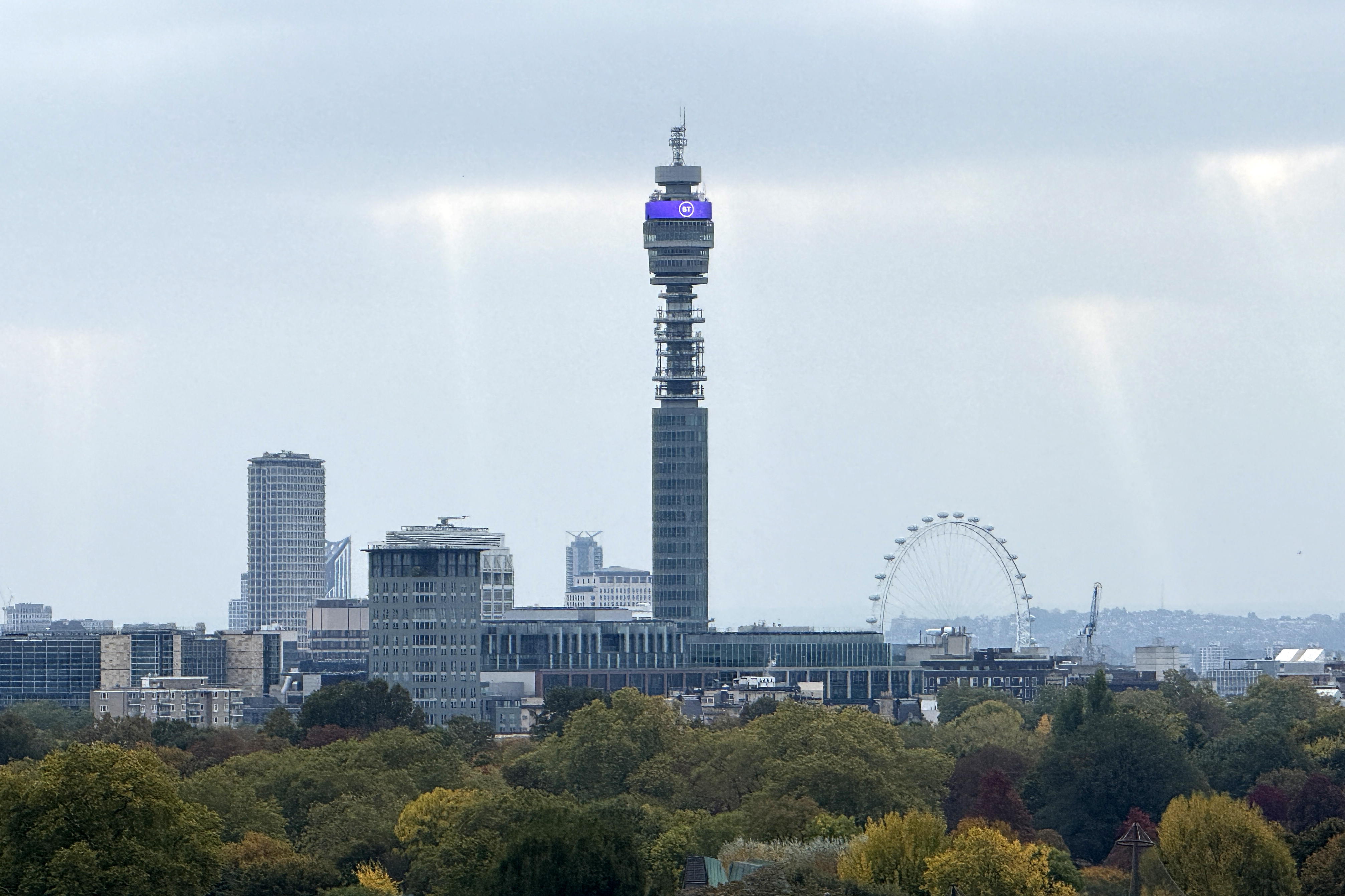 A general overall view of the London skyline including the BT Tower and London Eye as we break down our our 10 cities we'd like to see host the Super Bowl.