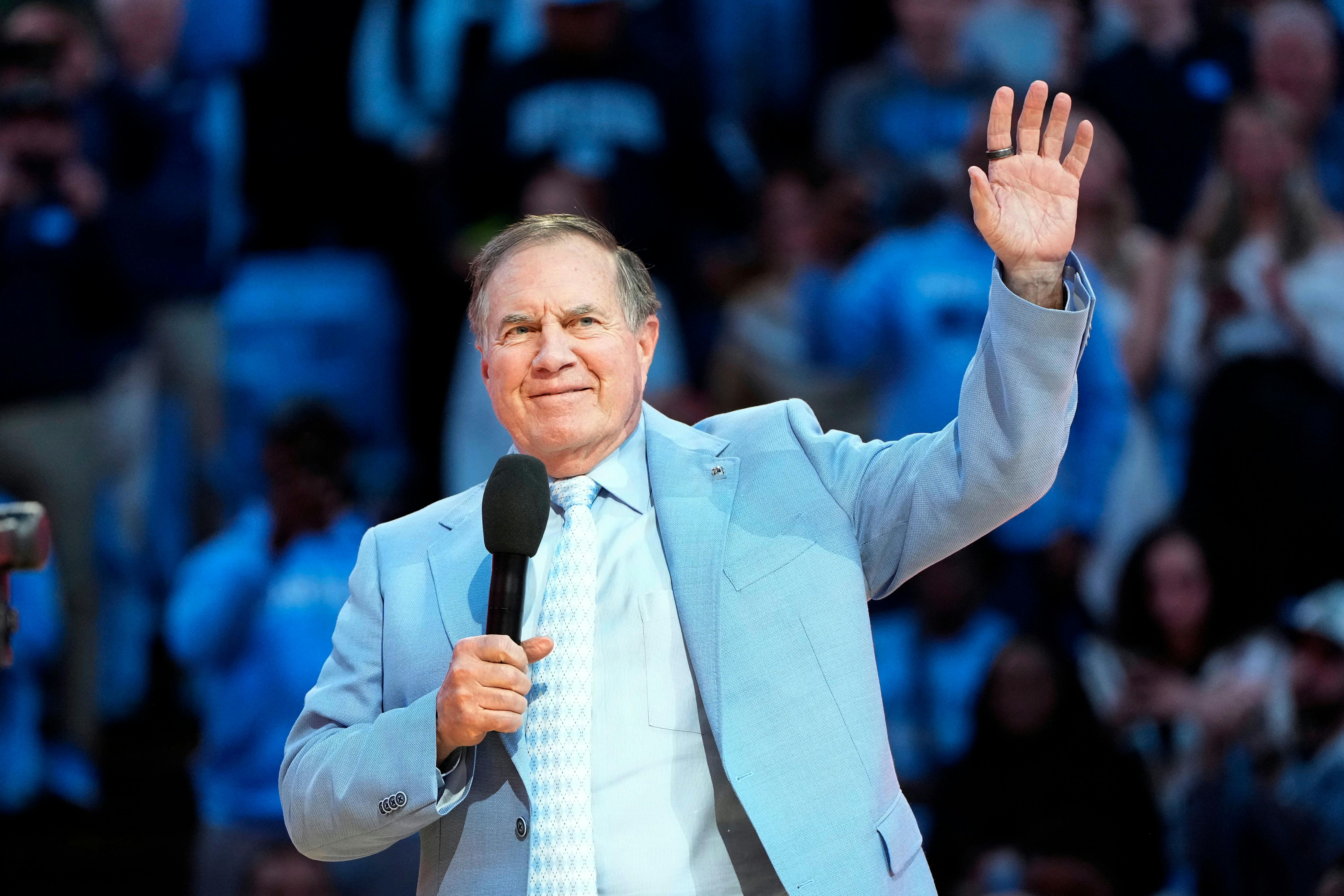 North Carolina head football coach Bill Belichick during halftime at Dean E. Smith Center. Belichick has UNC among the most interesting teams to back in the college football projected win totals market.