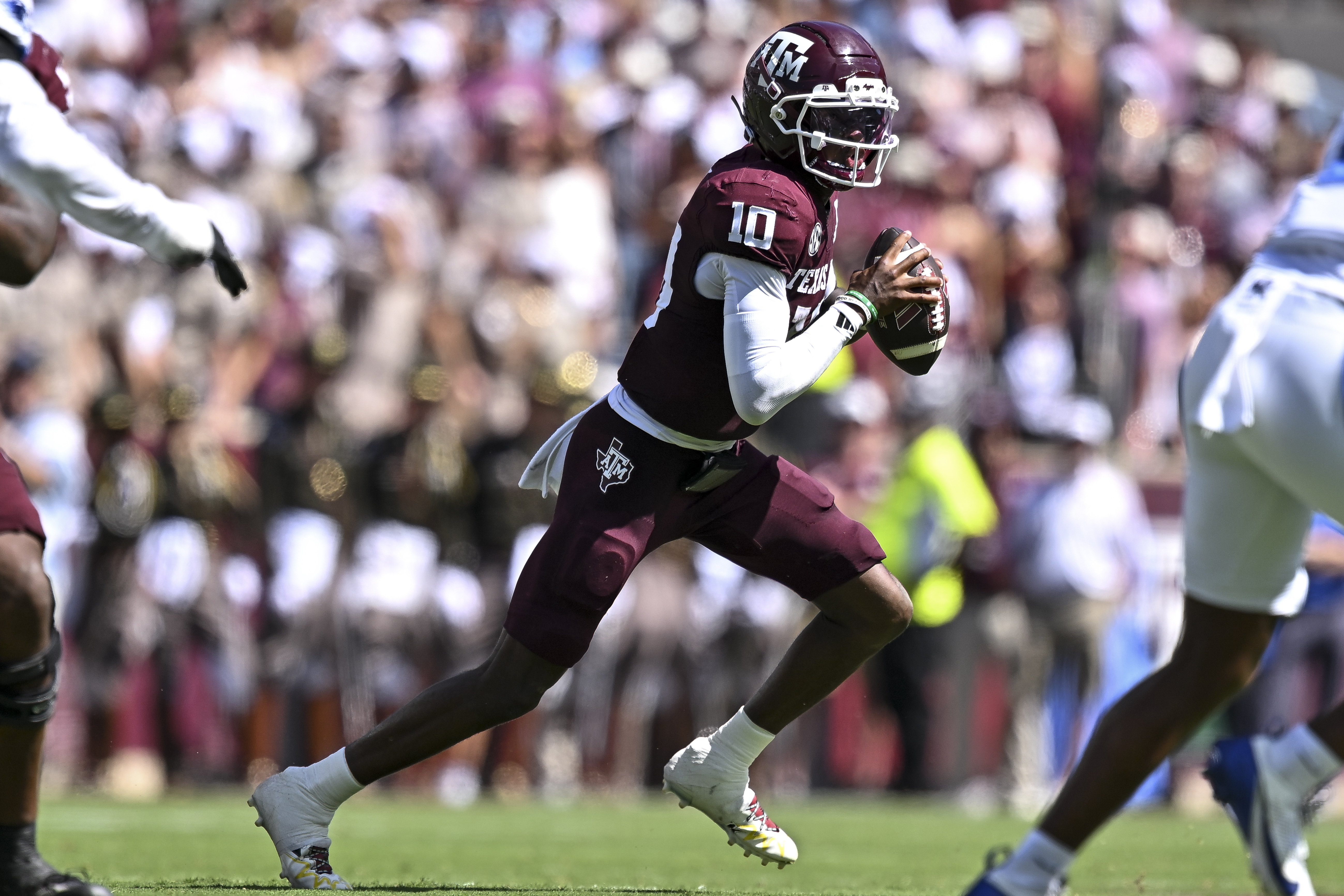 Pictured: Aggies QB Marcel Reed in action as we break down our Texas A&M vs. LSU Prediction. Photo by Maria Lysaker-Imagn Images.
