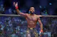 Aljamain Sterling reacts after winning the bantamweight championship at the UFC event in Abu Dhabi, and we offer new U.S. bettors our exclusive BetRivers promo code for UFC 292.