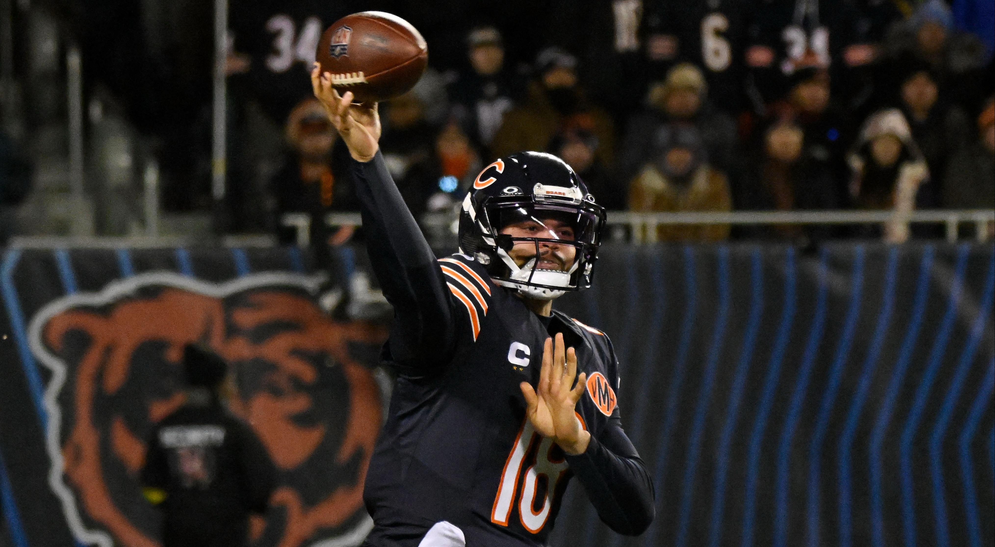 Chicago Bears quarterback Caleb Williams - who's featured in my NFL win totals best bets - passes the ball. 