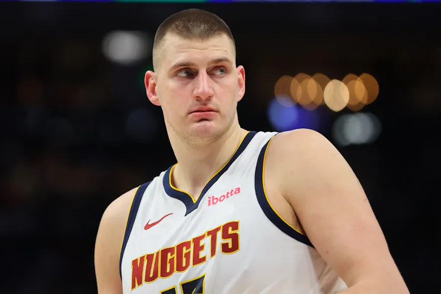 Nikola Jokic of the Denver Nuggets waits for a free throw during a game against the Milwaukee Bucks at Fiserv Forum as we look at the bet365 promo code for Nuggets-Warriors.
