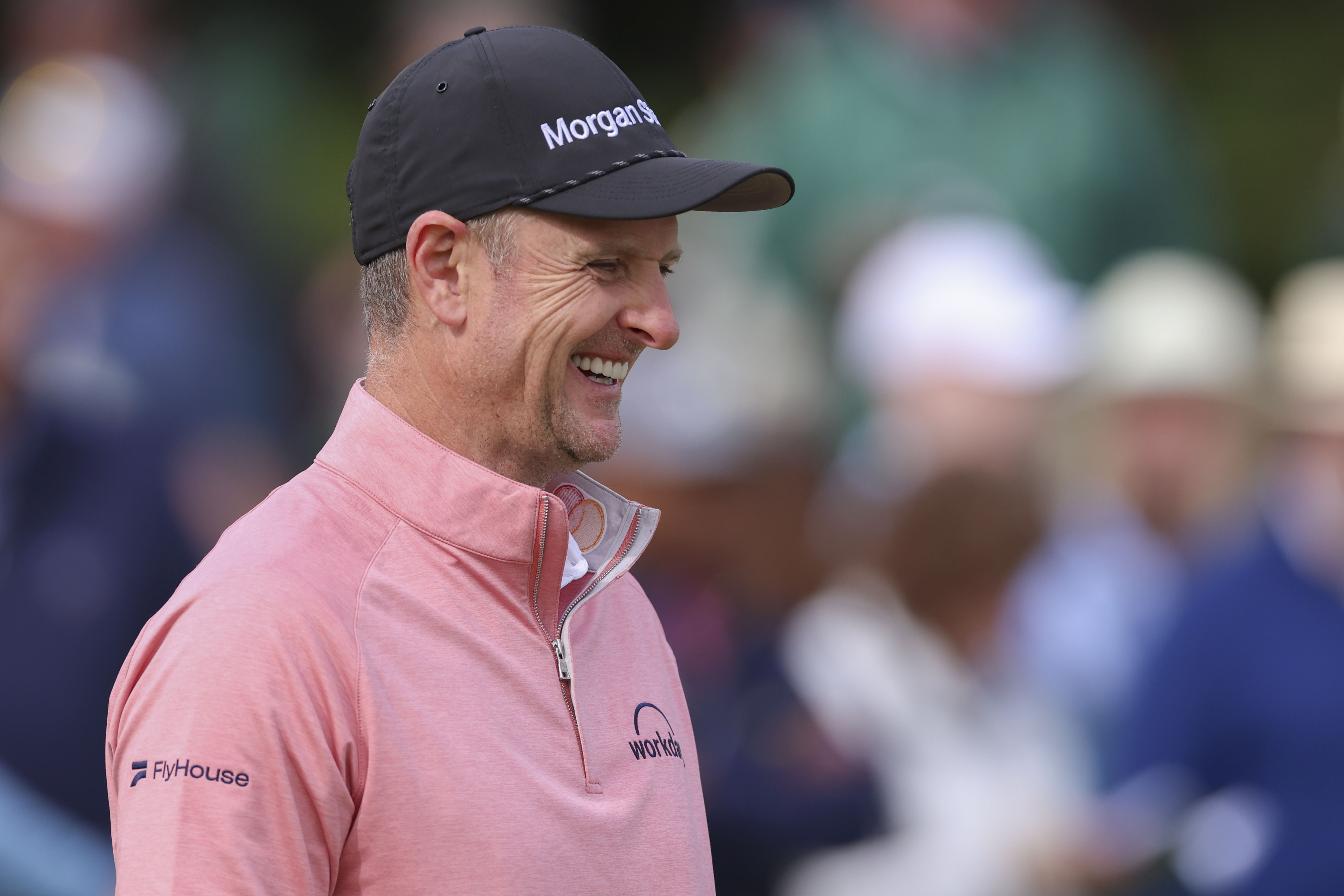 Justin Rose - who's featured in my Masters prop bets - warms up.