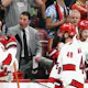 Head coach Rod Brind'Amour of the Carolina Hurricanes handles the bench during the game against the Florida Panthers as we predict the 2024 Stanley Cup winner, Conn Smythe Trophy winner, and more. 